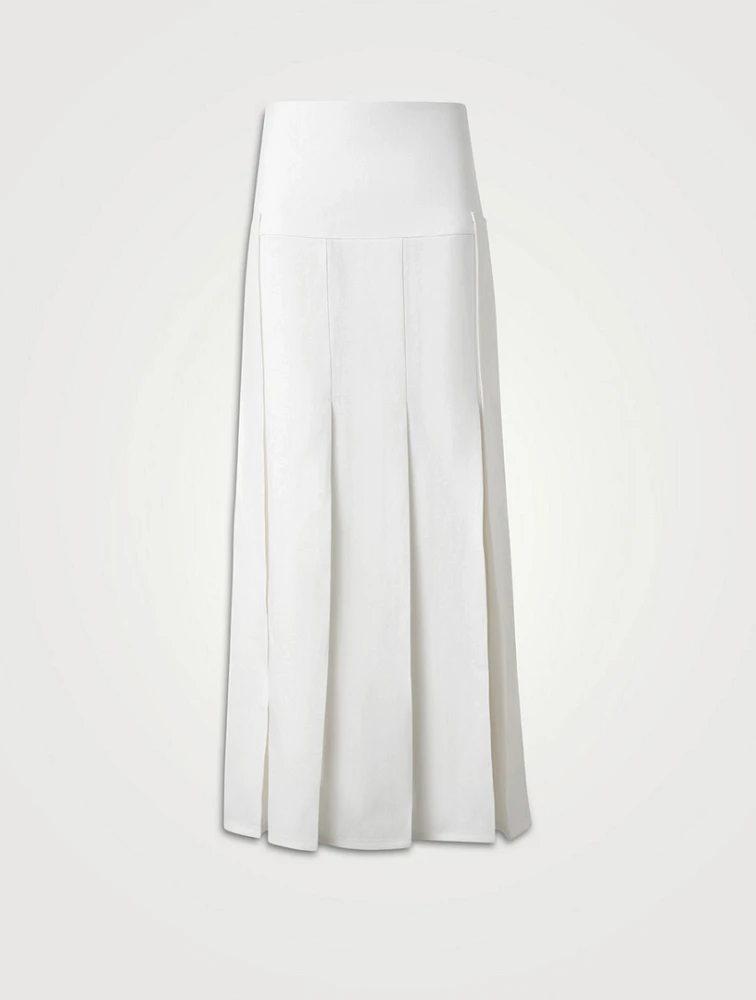 Pleated Linen And Wool Skirt