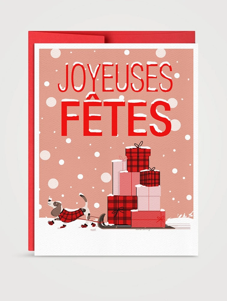 Dog Sled Greeting Card - French