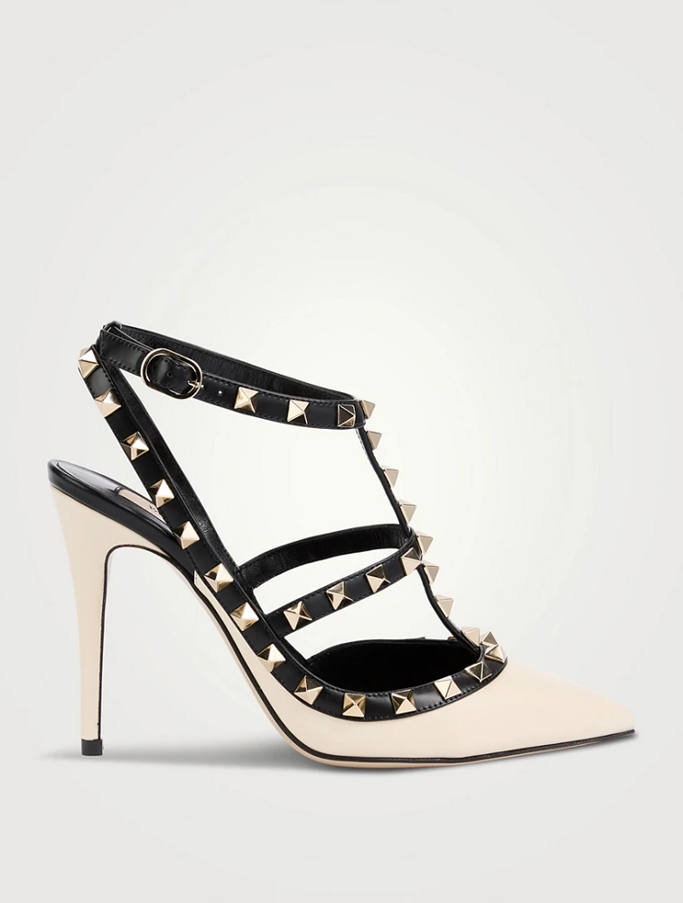 Rockstud Bicolour Leather Ankle-Strap Pumps