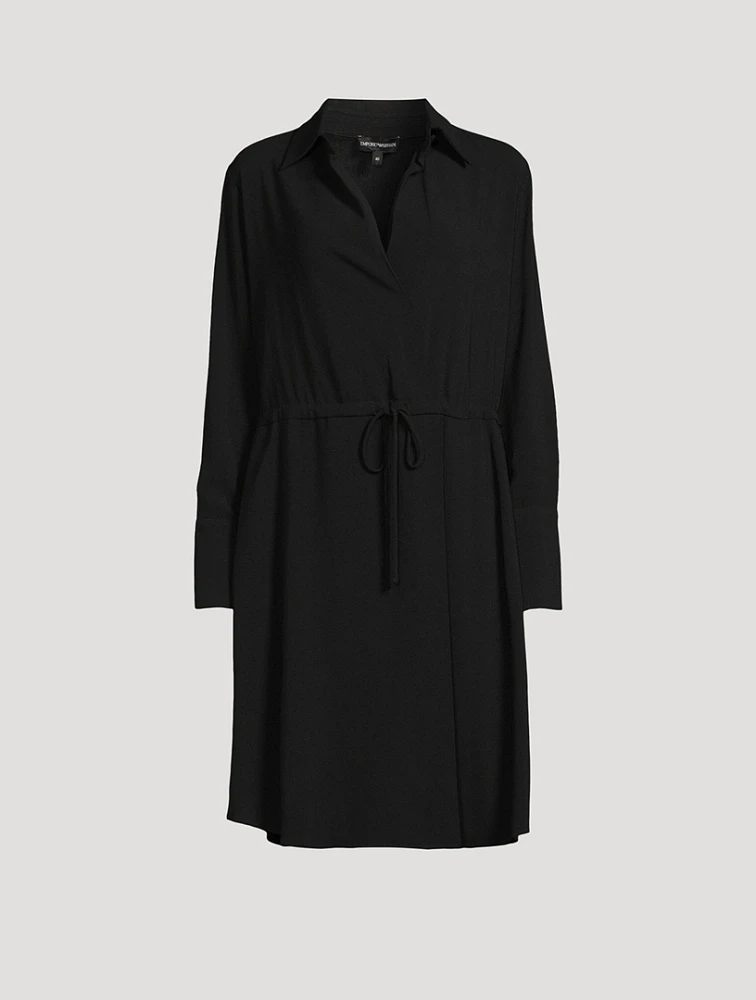 Stretch Sablé Drawstring Shirt Dress