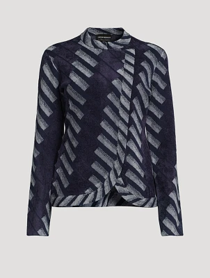 Wrap-Front Jacquard Jacket