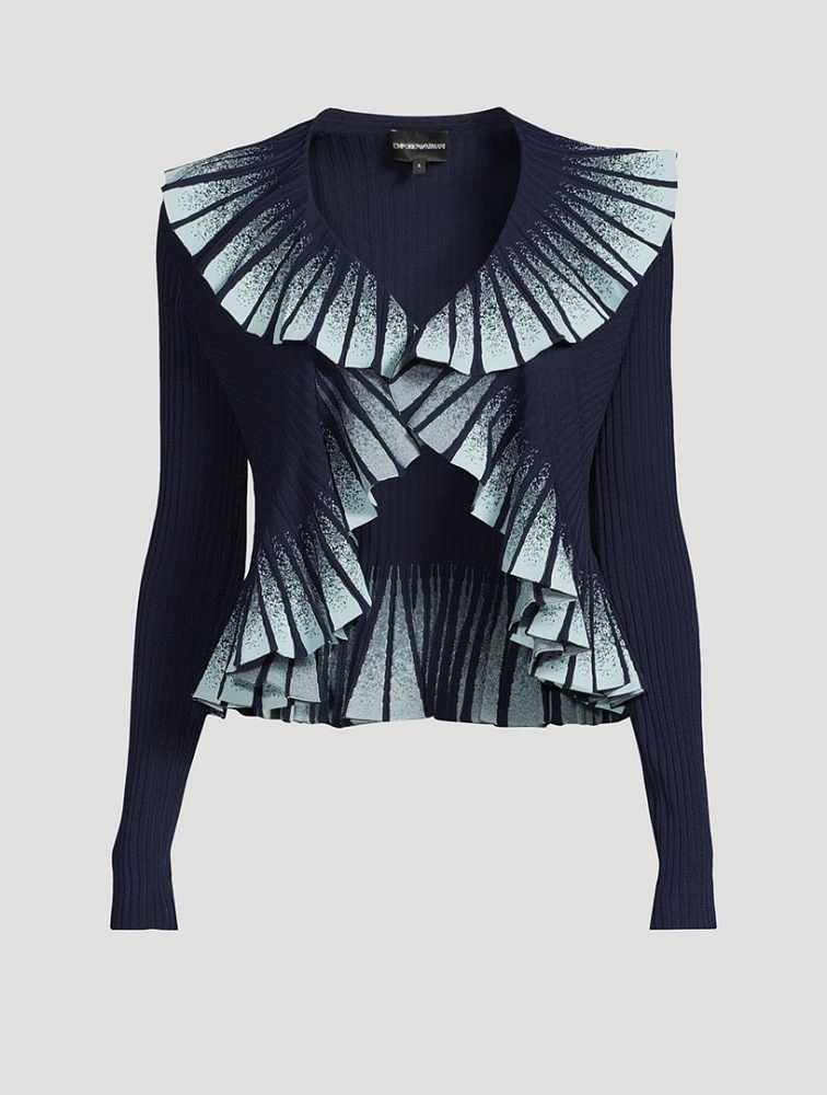 Gradient Plissé Cardigan
