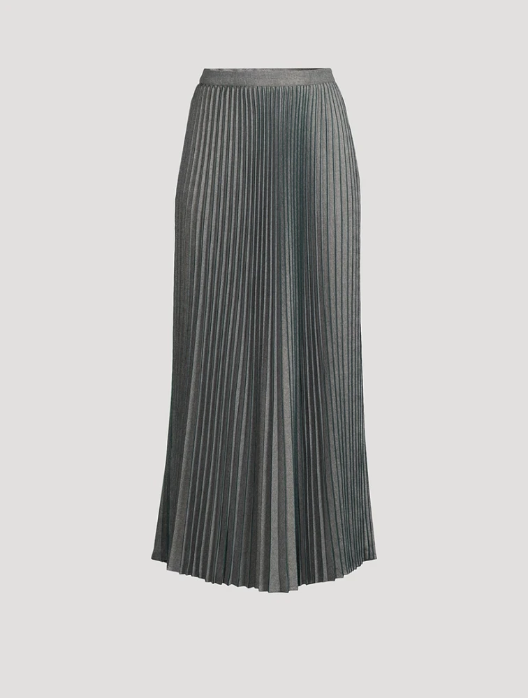 Pleated Flannel Midi Skirt