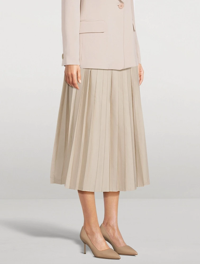 Pleated Poplin Midi Skirt
