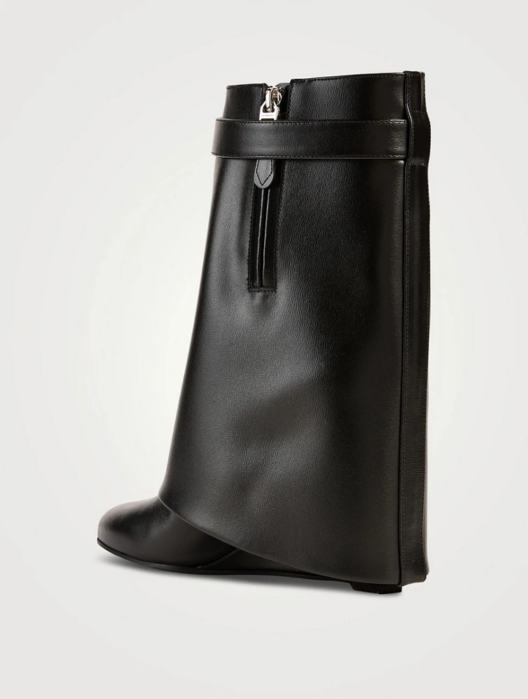 Shark Lock Leather Ankle Boots