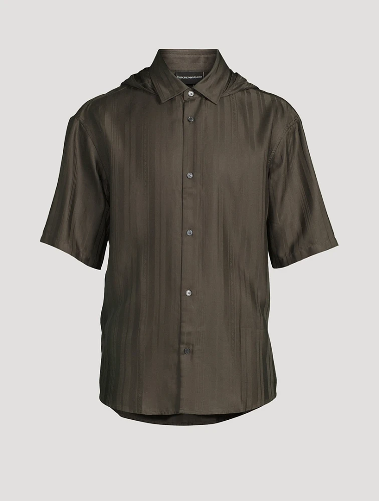 Hooded Short-Sleeve Sport Shirt