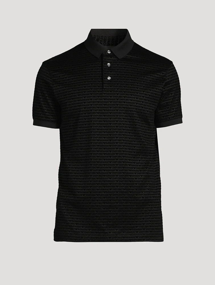 Velvet Flocked Polo Logo Print