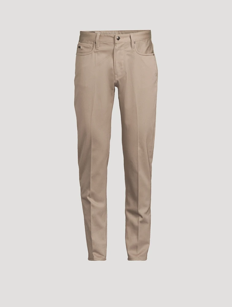 Low-Rise Slim Straight Denim Pants