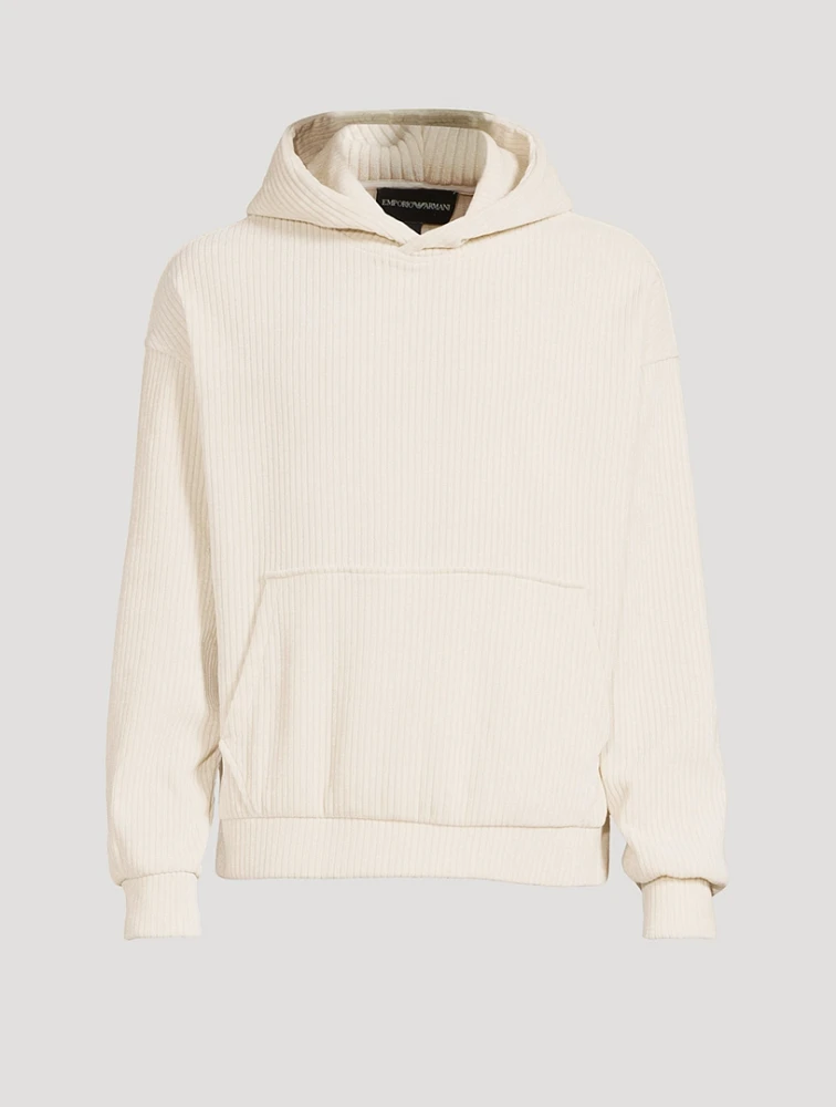 Ribbed Jersey Velvet Hoodie