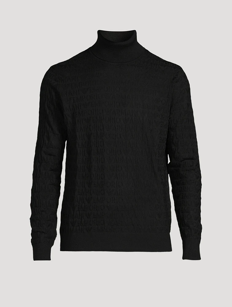Wool Logo Jacquard Turtleneck