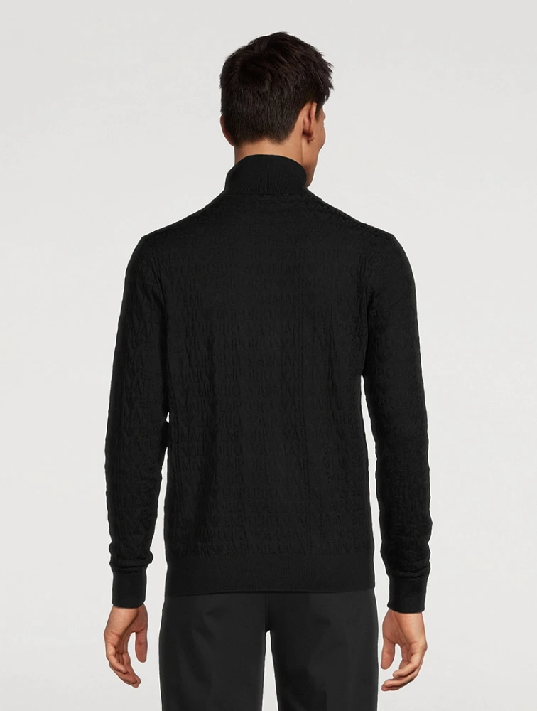 Wool Logo Jacquard Turtleneck