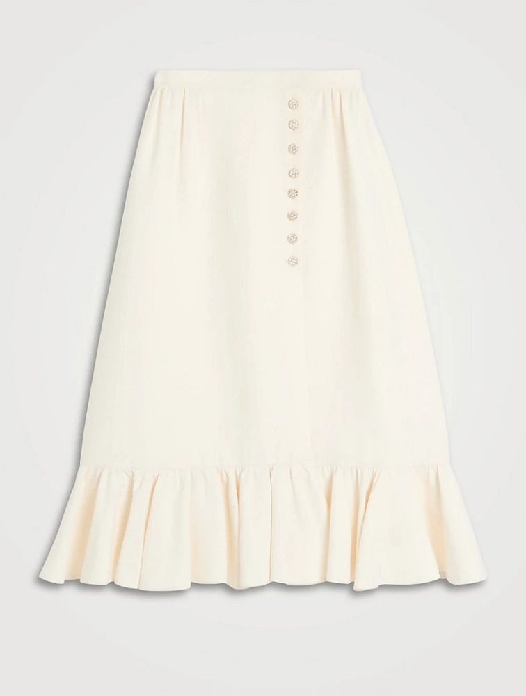 Ruffled Crêpe Couture Midi Skirt