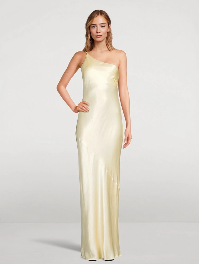 La Lune One-Shoulder Satin Gown