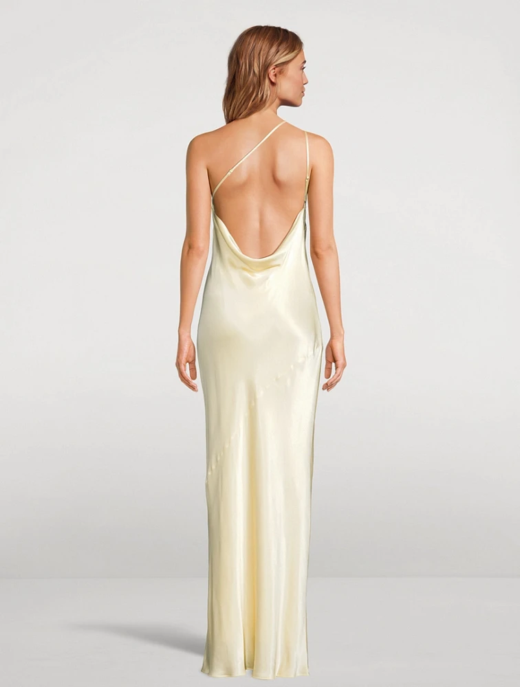 La Lune One-Shoulder Satin Gown