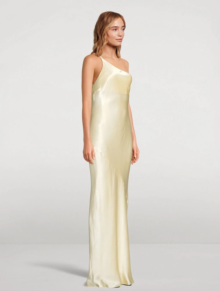 La Lune One-Shoulder Satin Gown