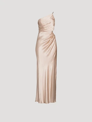 La Lune One-Shoulder Satin Gown
