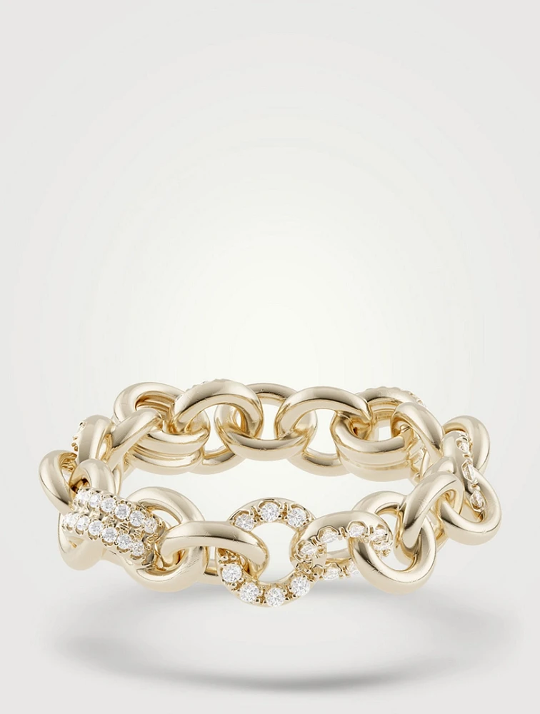 Medium 18K Gold Fused Serpens Ring With Pavé Diamonds