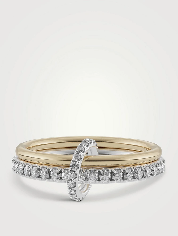Astrid SG Gris Silver And 18K Gold Ring With Grey Diamonds