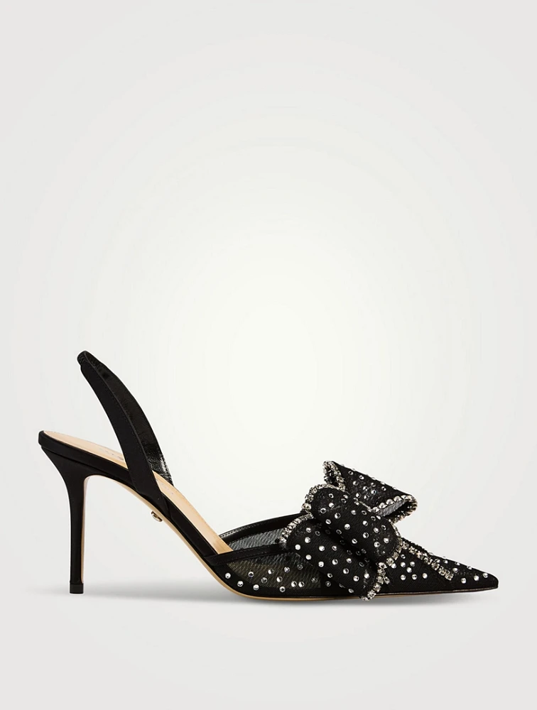 Le Cadeau Embellished Mesh Slingback Pumps