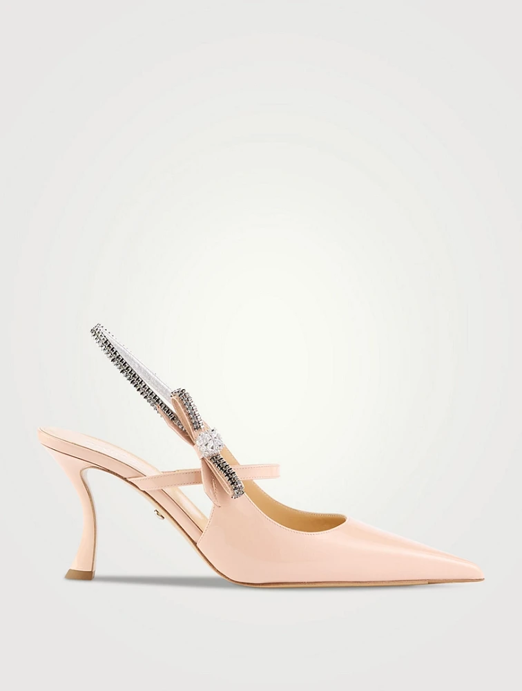 Cube Patent Leather Slingback Pumps