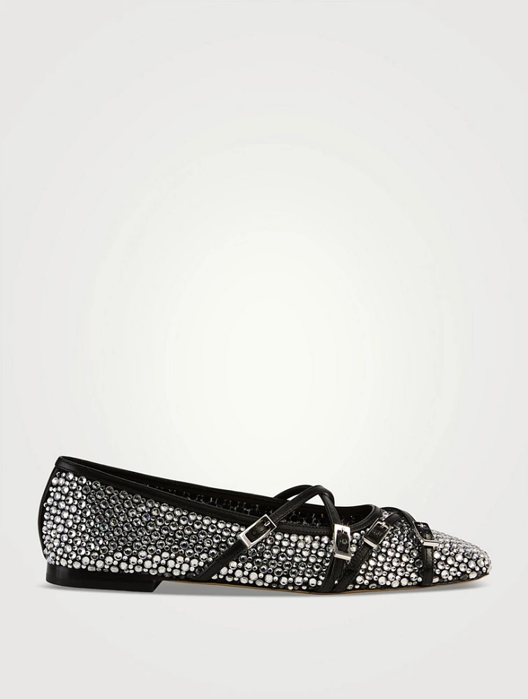 Embellished Mesh Ballet Flats