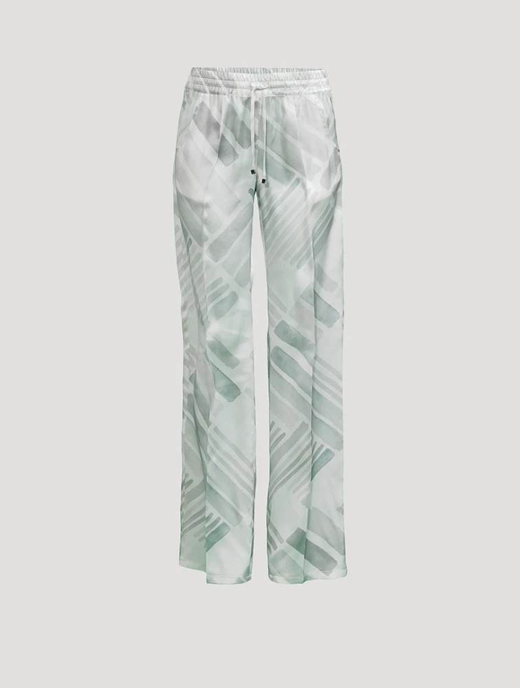 Silk Trousers Brush Print