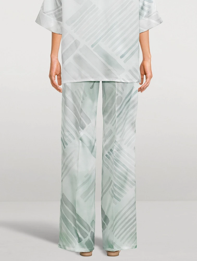 Silk Trousers Brush Print
