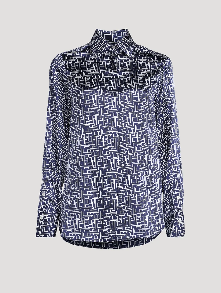 Silk Shirt Abstract Print