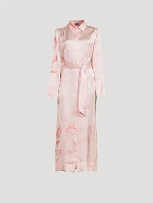 Silk Shirt Dress Floral Print