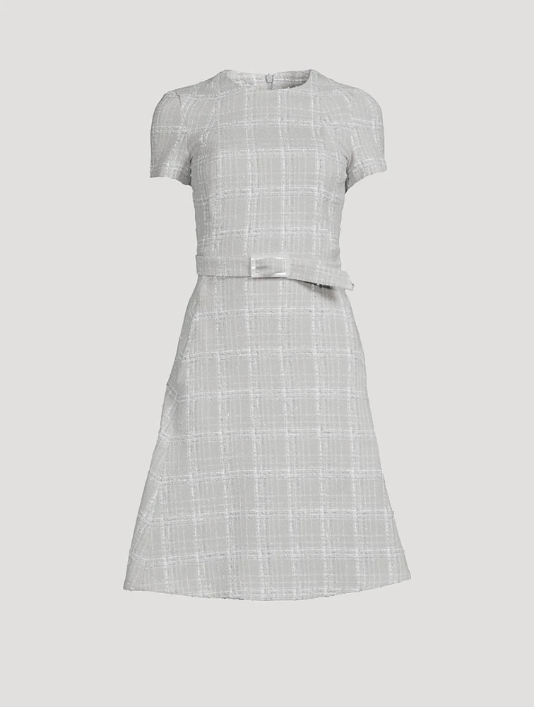 Belted Tweed Midi Dress