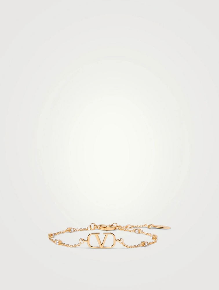 VLogo Chain Bracelet With Crystals