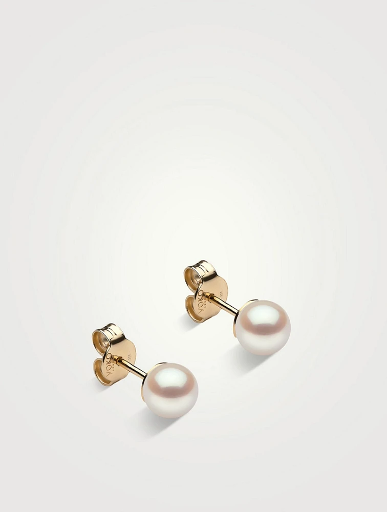 Classic 18K Gold AA 5mm Akoya Pearl Stud Earrings