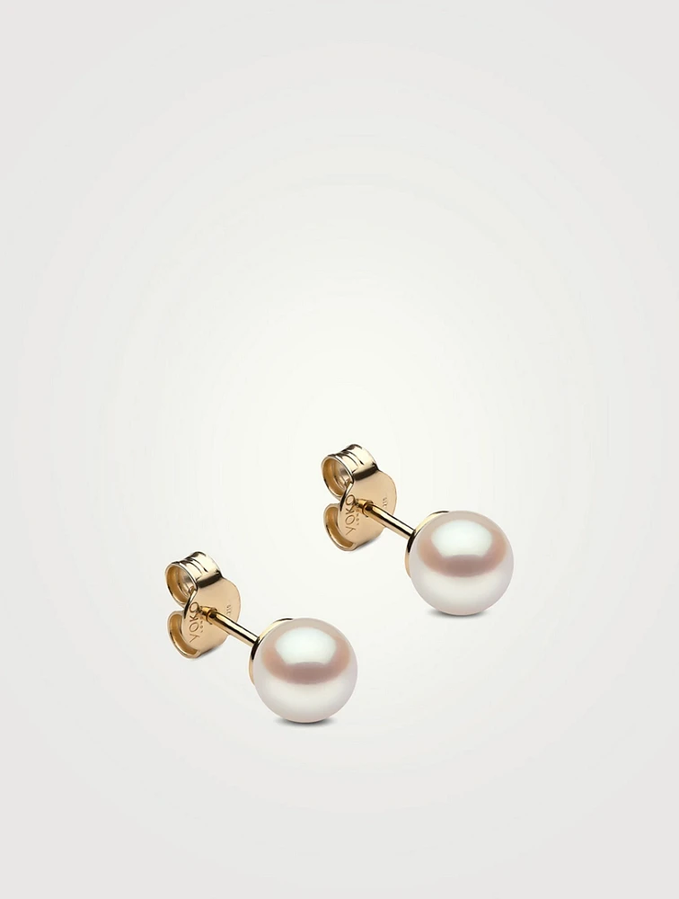 Classic 18K Gold AA 6mm Akoya Pearl Stud Earrings