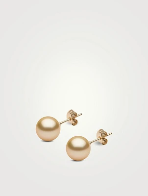 Classic 18K Gold Golden South Sea Pearl Stud Earrings