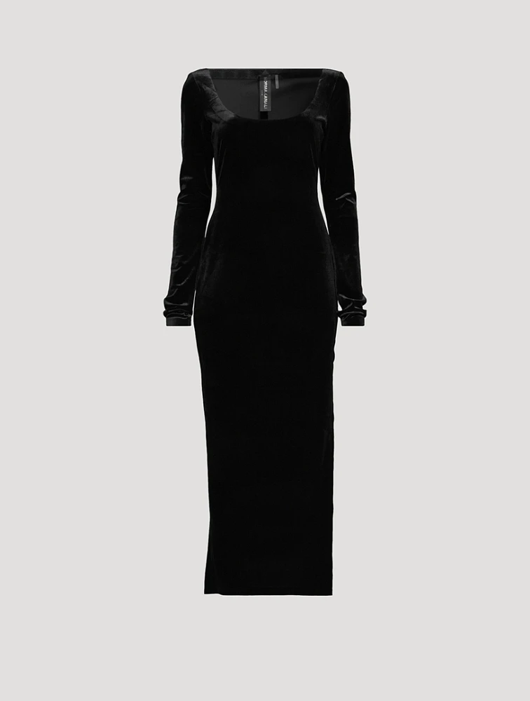 Long-Sleeve Velvet Dress