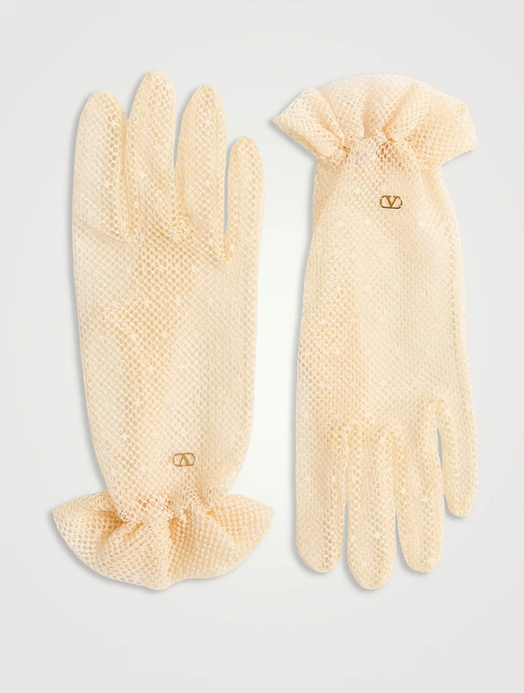 VLogo Signature Cotton And Tulle Gloves
