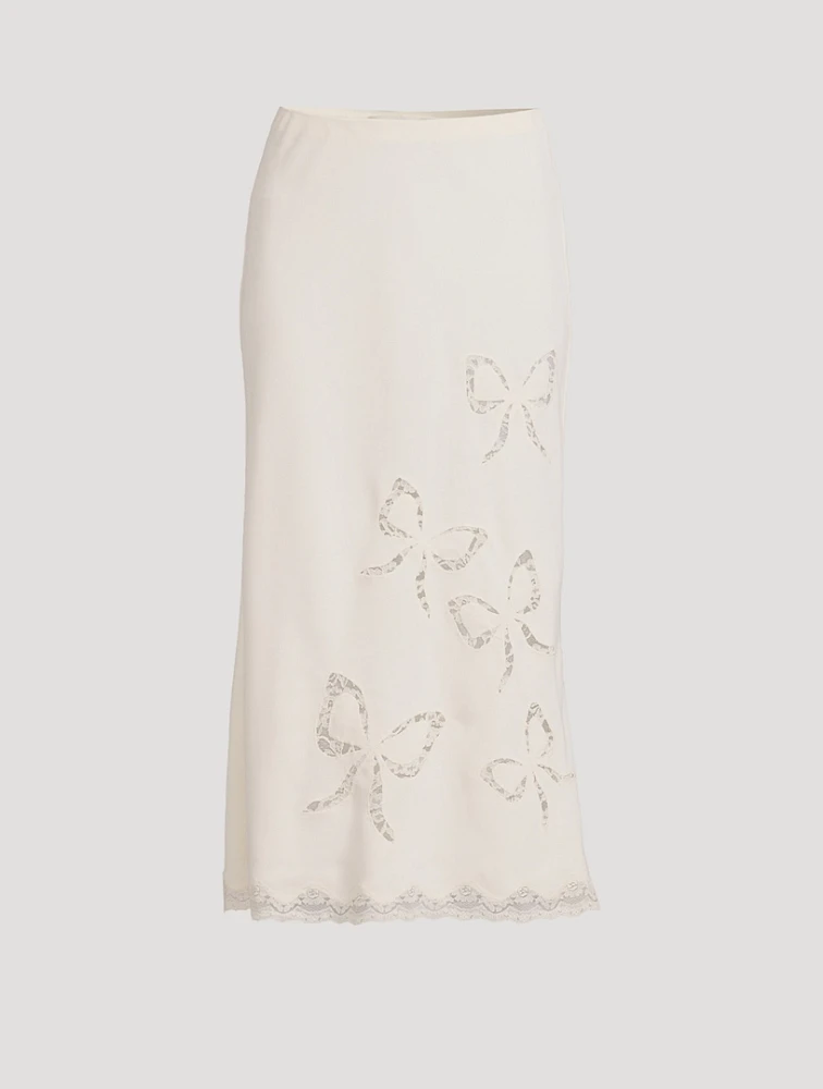 Darion Scalloped Lace Bow Midi Skirt