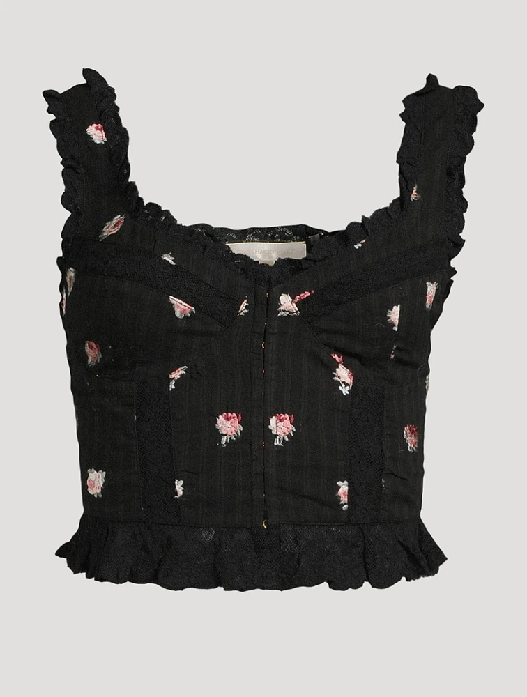 Galette Embroidered Bustier Top