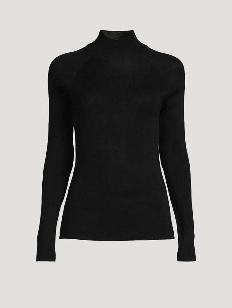 Micro Rib Wool Silk Turtleneck