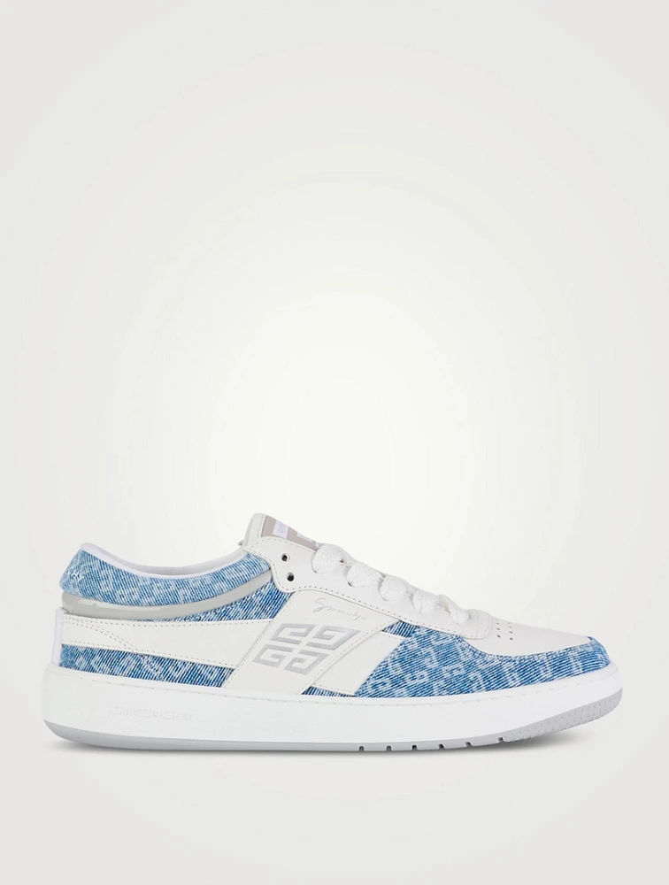 Monogram 72 Denim And Leather Sneakers
