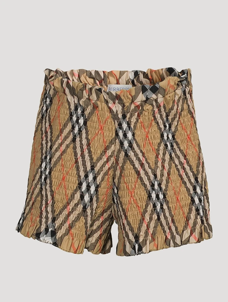 Check Smocked Shorts