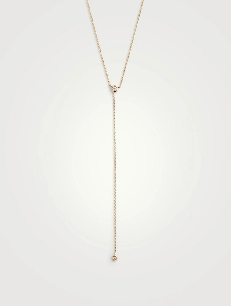 14K Gold Pillow Lariat Necklace With Diamonds