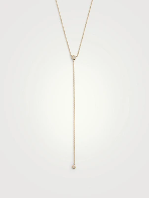 14K Gold Pillow Lariat Necklace With Diamonds