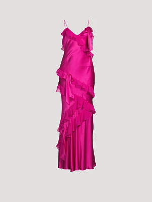 Rialto Ruffled Silk Charmeuse Maxi Dress