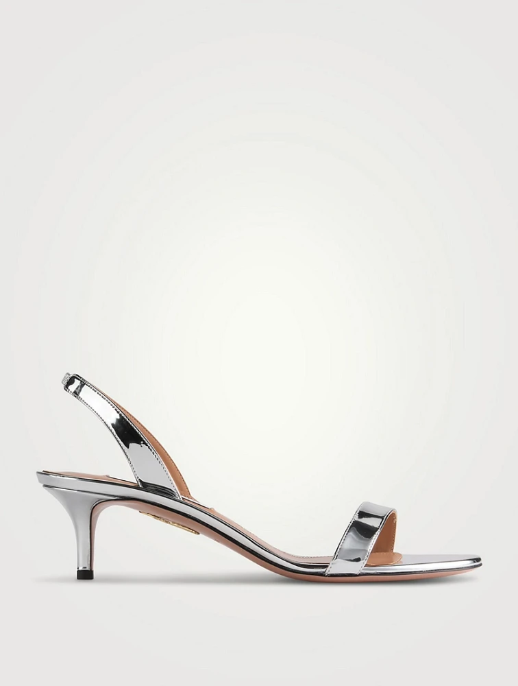 So Nude Metallic Leather Slingback Sandals