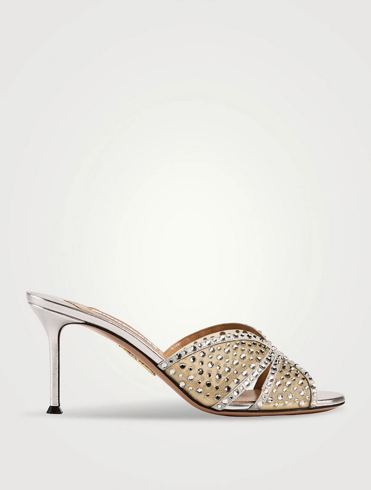 Crystal Lover Metallic Leather Mules