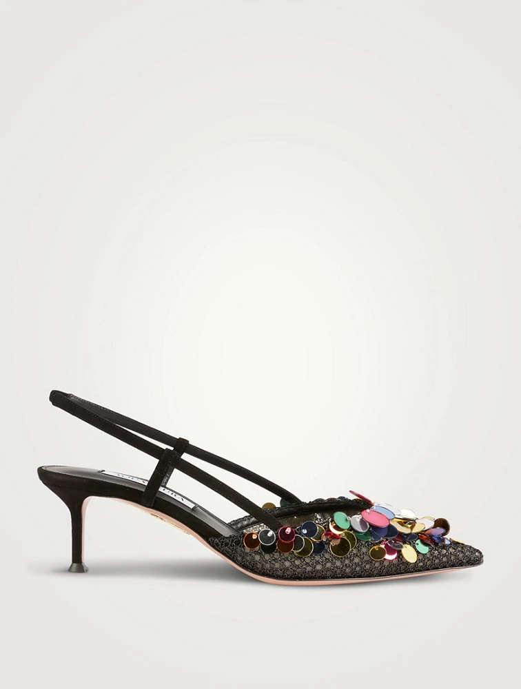 Can Embellished Suede Slingback Pumps