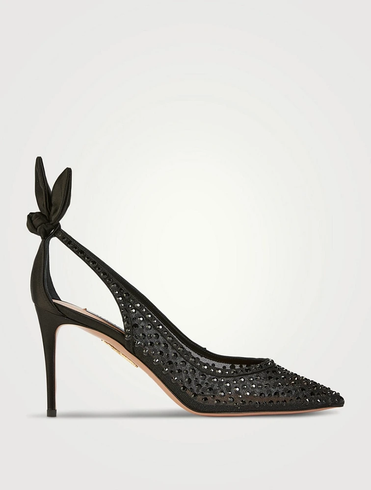 Bow Tie Crystal Mesh Pumps
