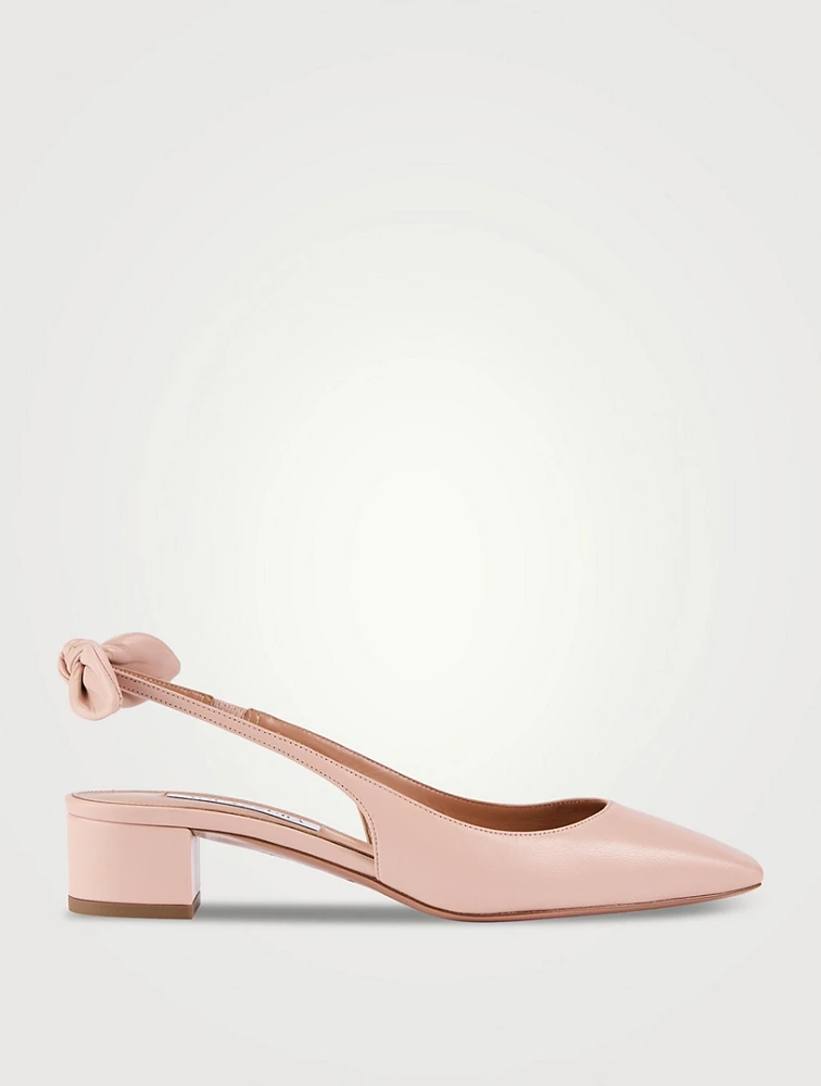 Very Bow Tie Leather Slingback Pumps
