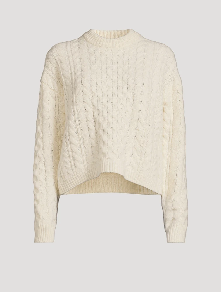 Cable-Knit Felted Wool Cashmere Sweater